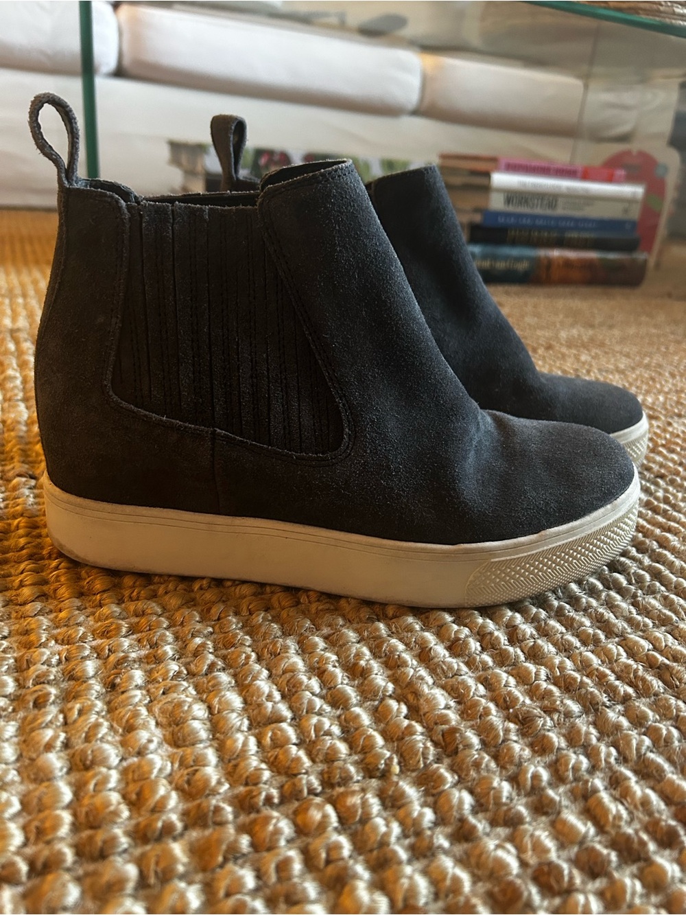 Dolce Vita Black Suede Slip-On Platform Sneakers